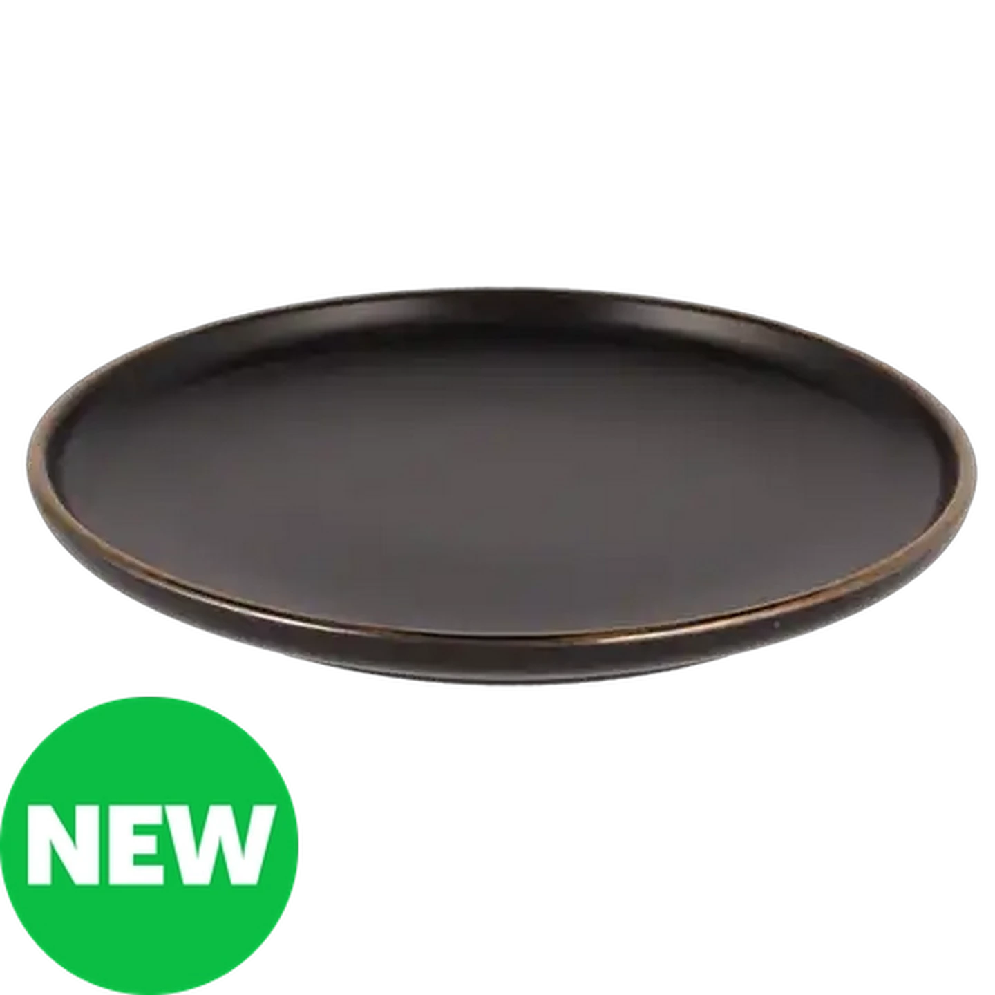 Image of Gold Rim Black Stoneware Side Plate 19.5cm