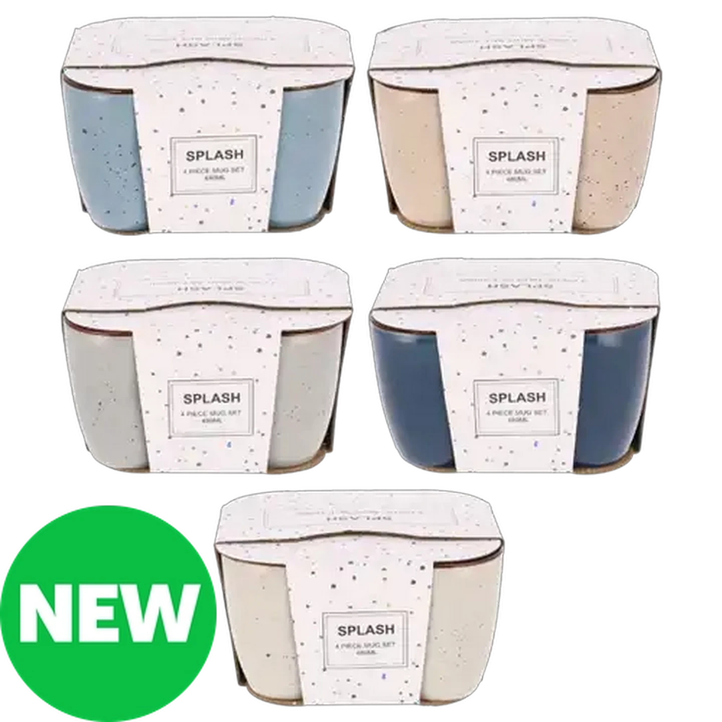 Image of Speckle Splash Stoneware Coffee Mug 840ml 4-Pack (Colour May Vary)