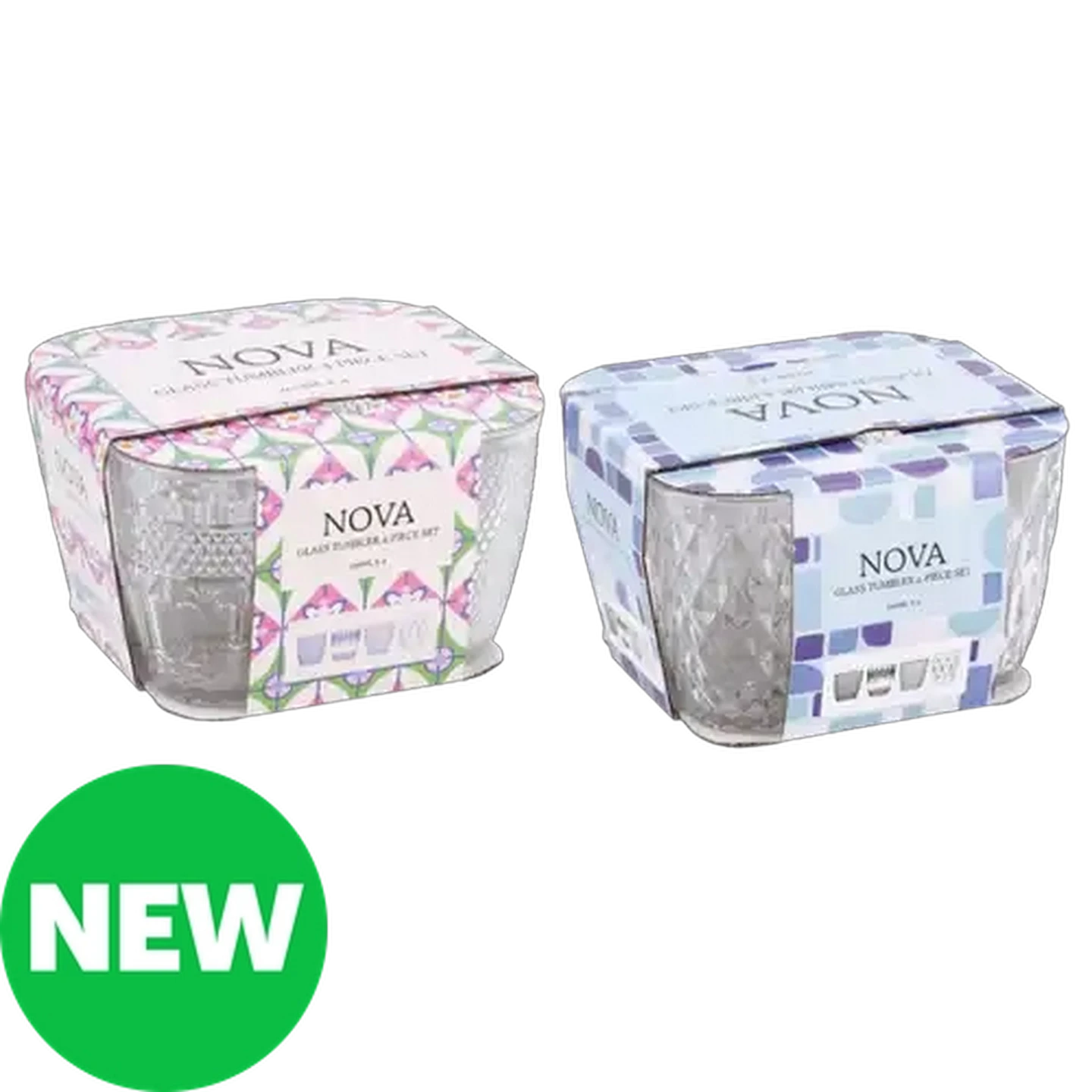 Image of Nova Glass Tumbler Set 260ml 4-Pack (Design May Vary)