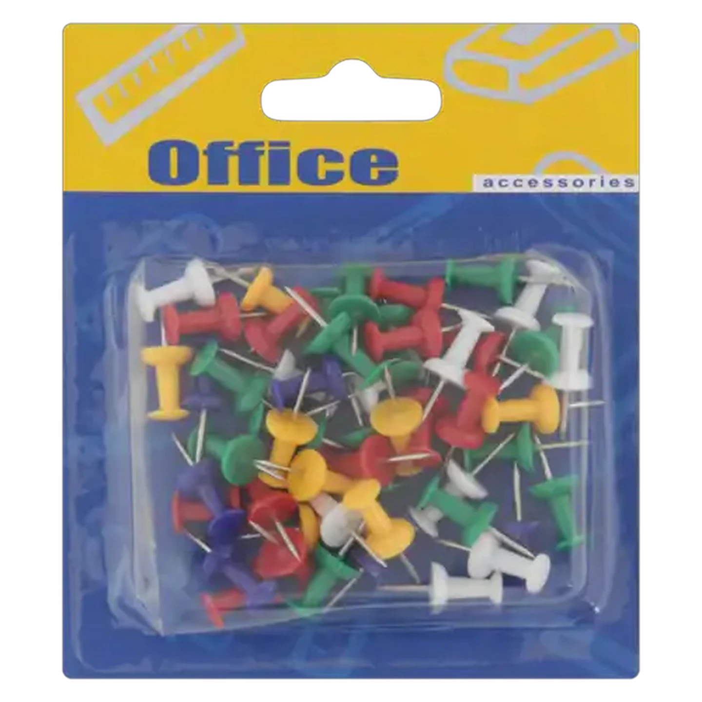 Image of Office Accessories Multicoloured Plastic Push Pins 50-Pack