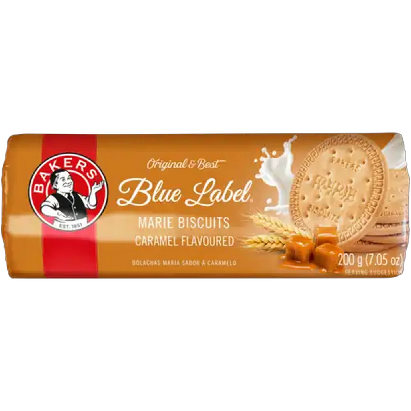 Image of Bakers Blue Label Caramel Flavoured Marie Biscuits 200g
