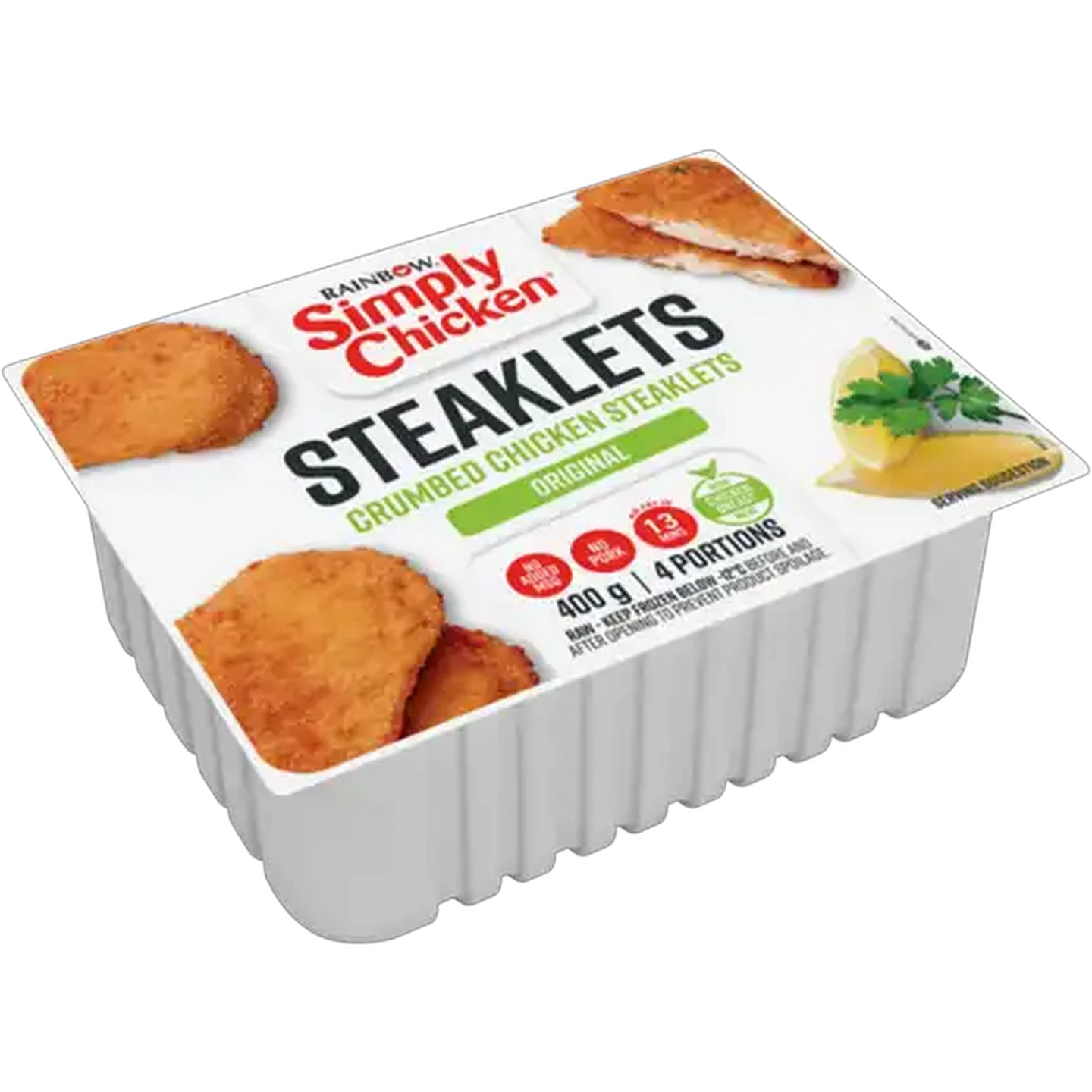 Image of RAINBOW Simply Chicken Frozen Original Crumbed Chicken Steaklets 400g