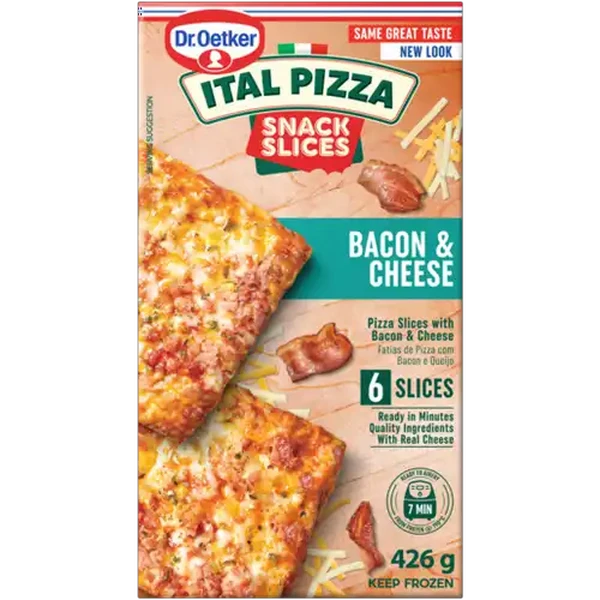 Dr. Oetker Ital Pizza Snack Slices Frozen Bacon & Cheese Pizza Slices 426g