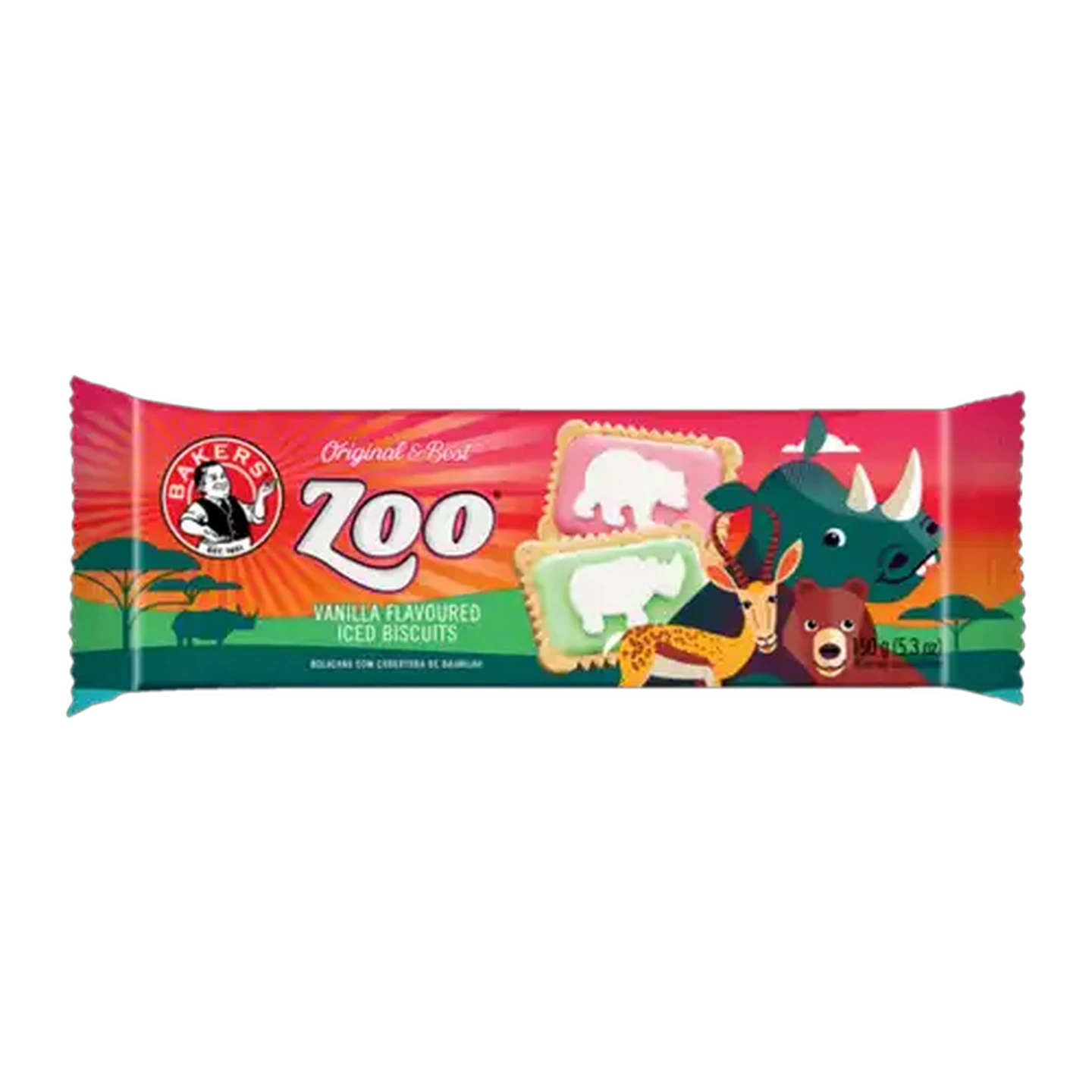 Image of Bakers Zoo Vanilla Flavoured Iced Biscuits 150g