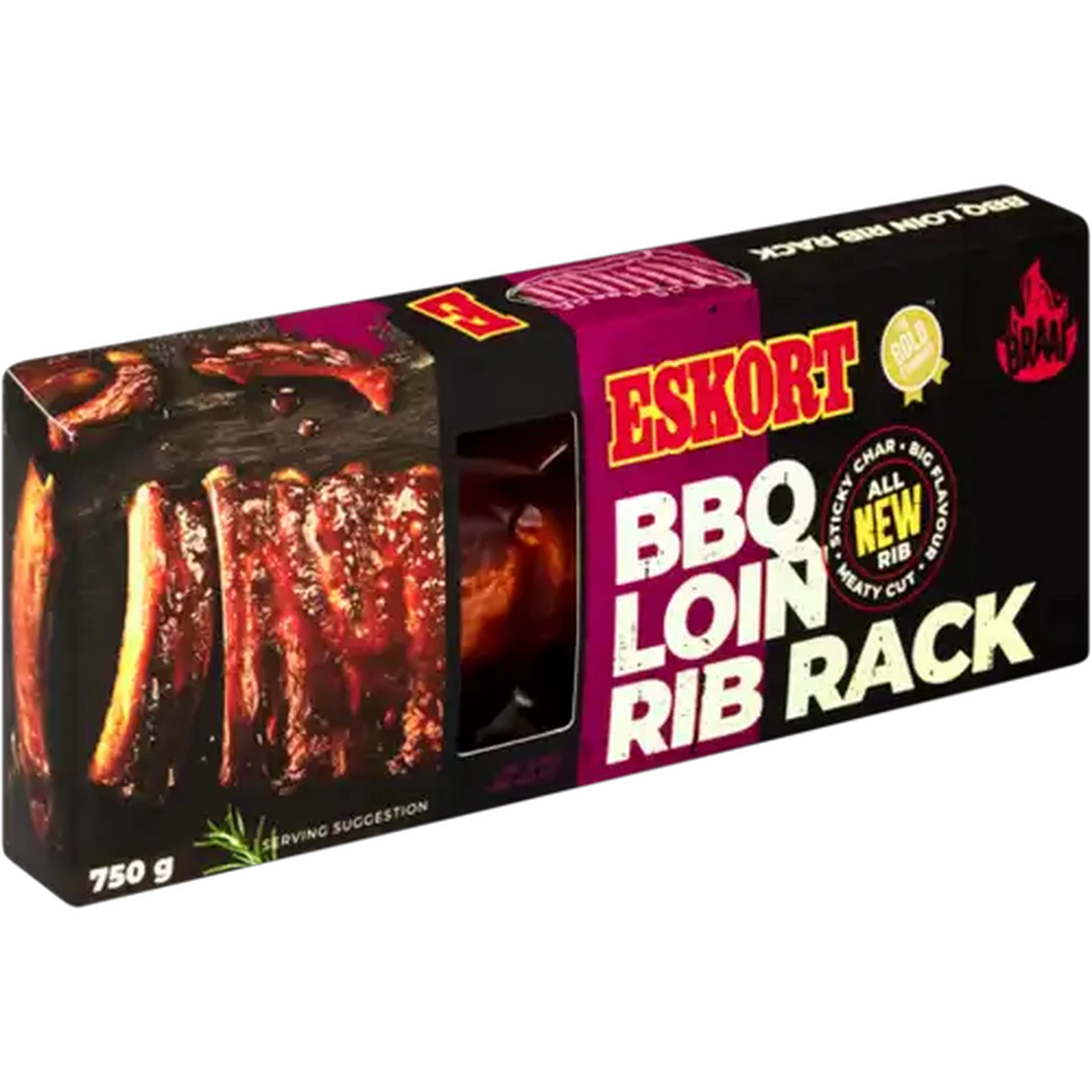 Image of Eskort Pre-Cooked BBQ Loin Rib Rack 750g