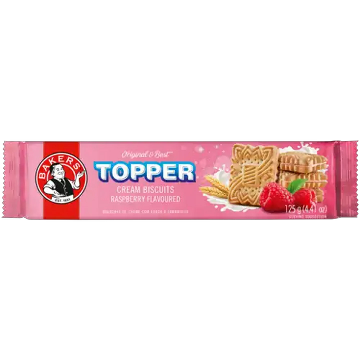 Image of Bakers Topper Raspberry Flavoured Cream Biscuits 125g