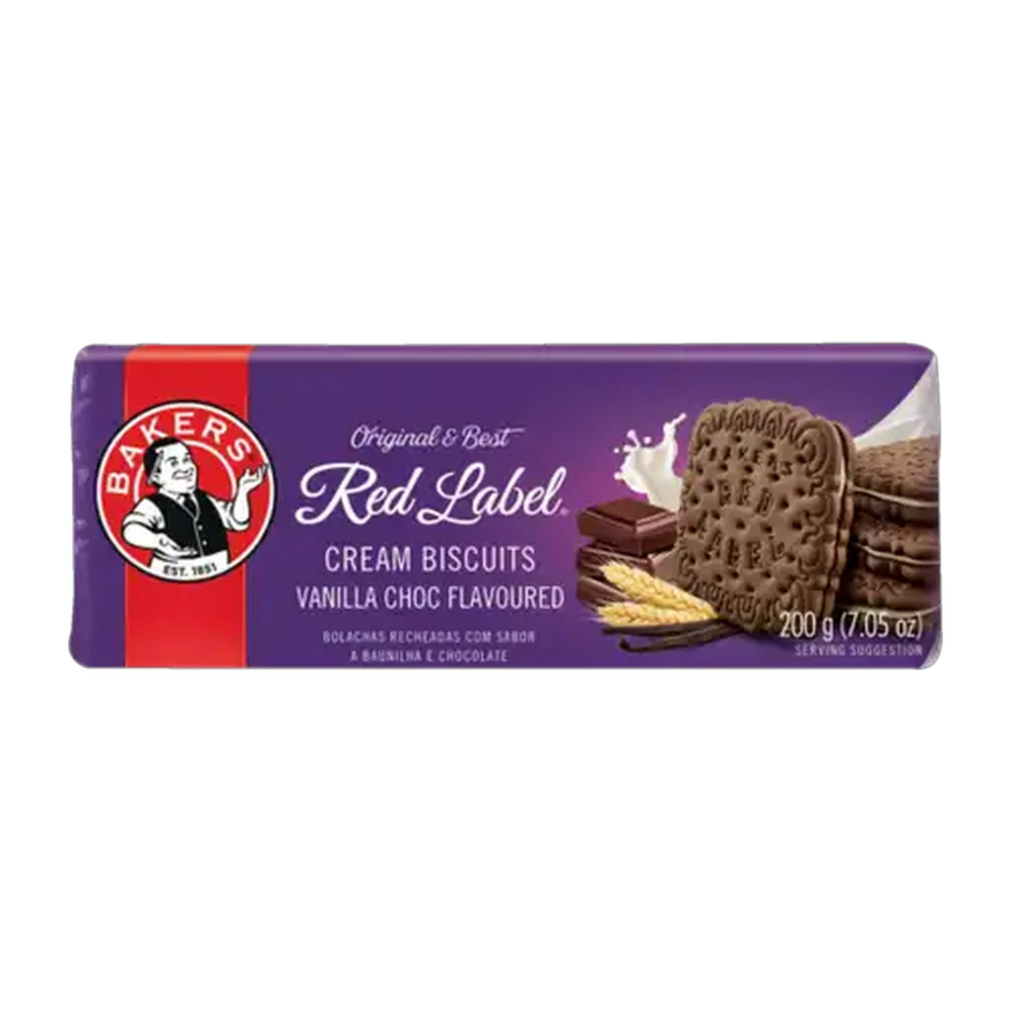 Image of Bakers Red Label Vanilla Chocolate Flavoured Cream Biscuits 200g