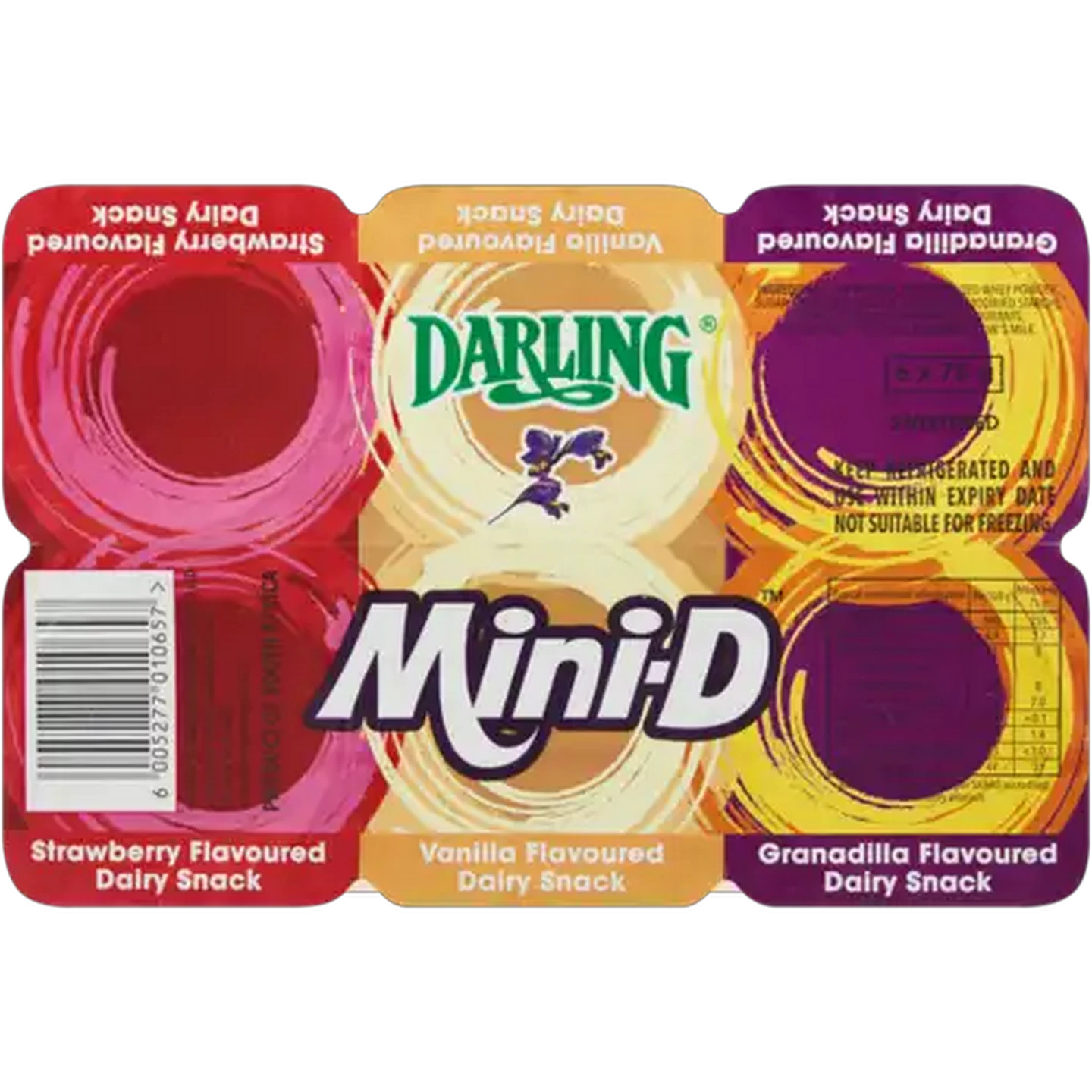 Image of Darling Mini-D Strawberry, Granadilla & Vanilla Flavoured Dairy Snacks 6 x 75g