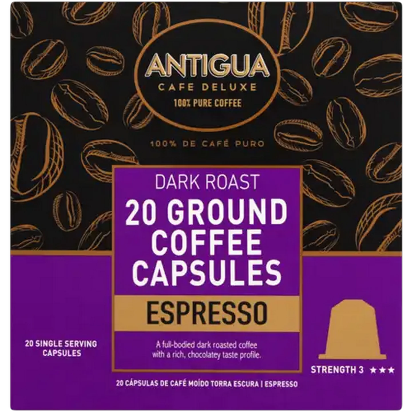 Image of Antigua Espresso Ground Coffee Capsules 20 Pack