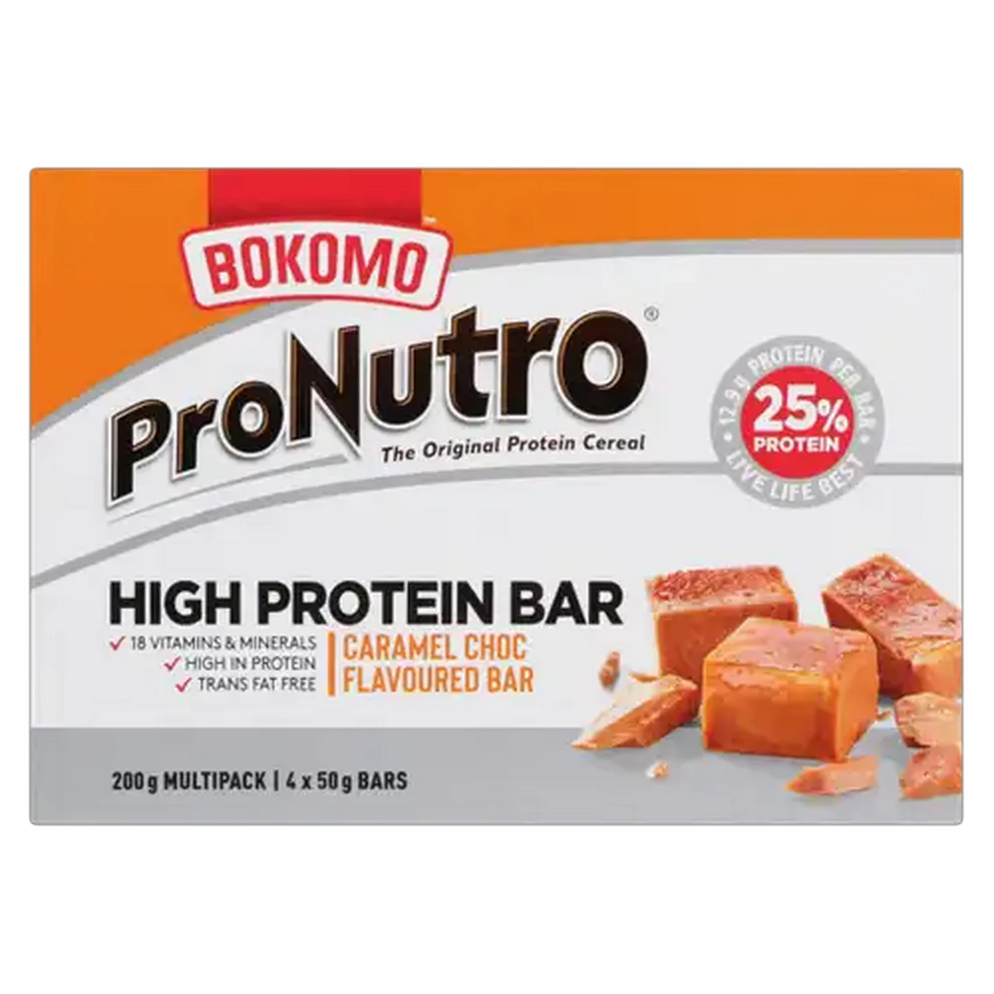 Image of ProNutro Caramel Choc Flavoured High Protein Bar Pack 4 x 50g