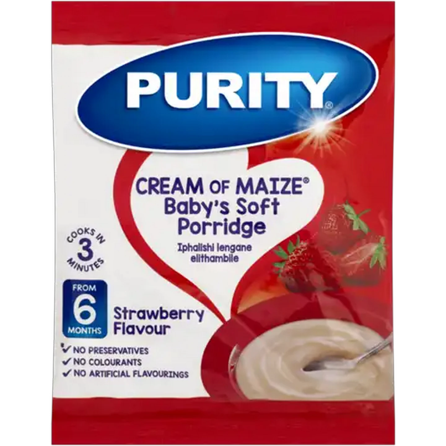 Image of PURITY From 6 Months Strawberry Flavour Cream of Maize Baby's Soft Porridge 400g