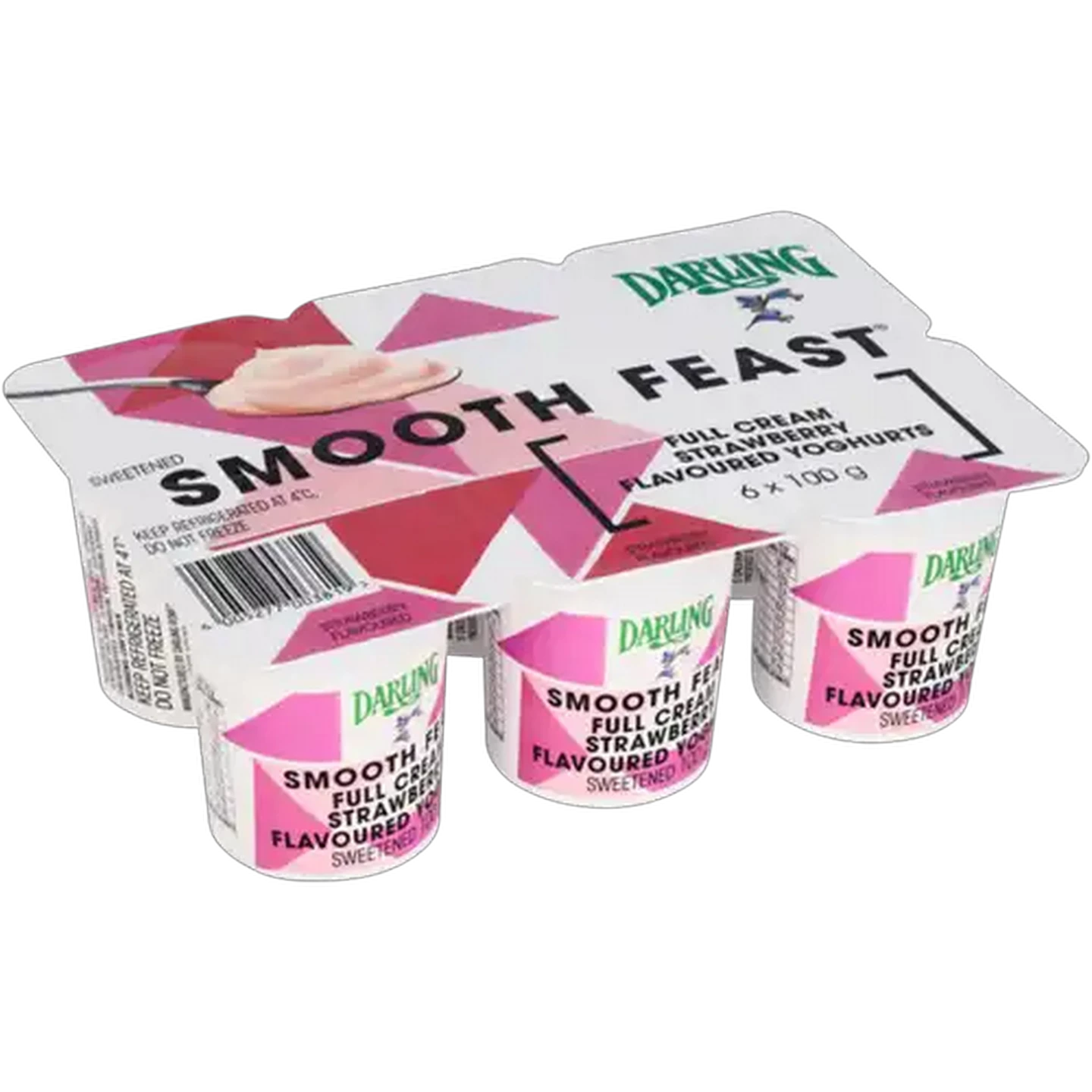 Image of Darling Full Cream Strawberry Flavoured Yoghurts 6 x 100g