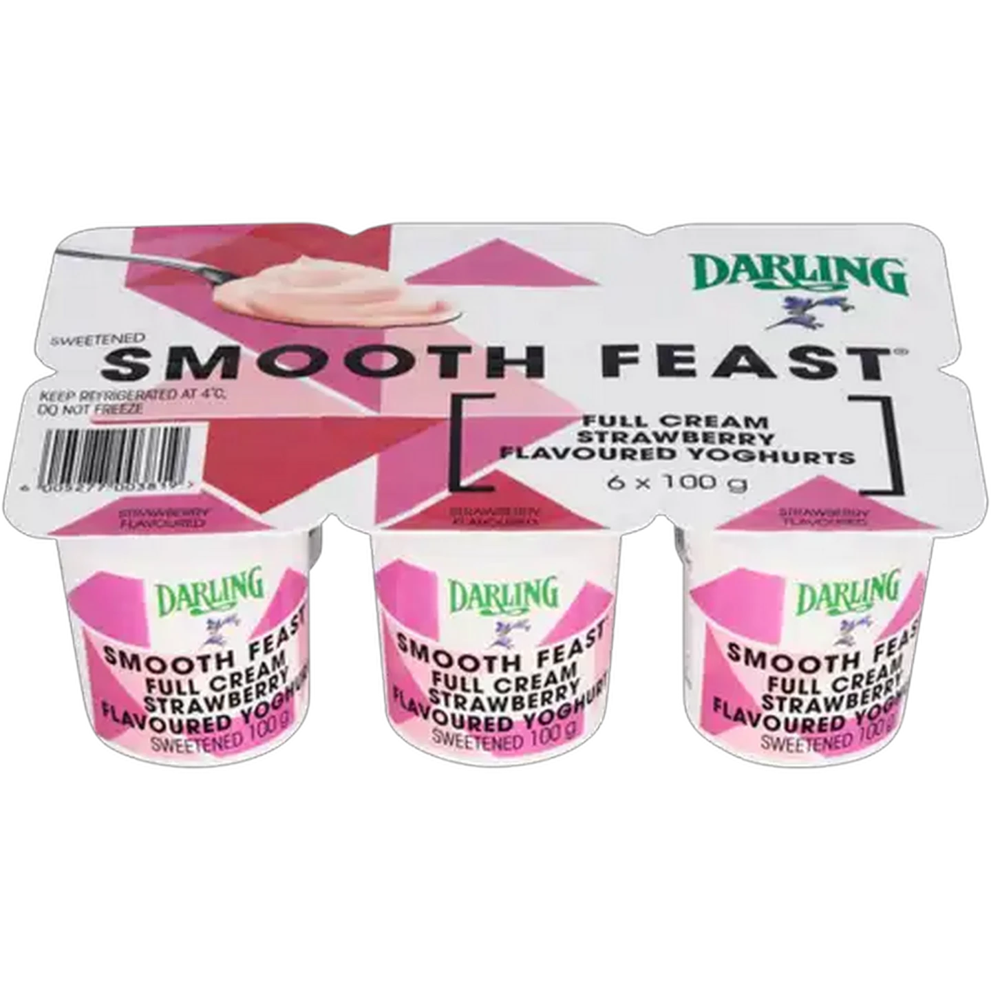 Image of Darling Full Cream Strawberry Flavoured Yoghurts 6 x 100g