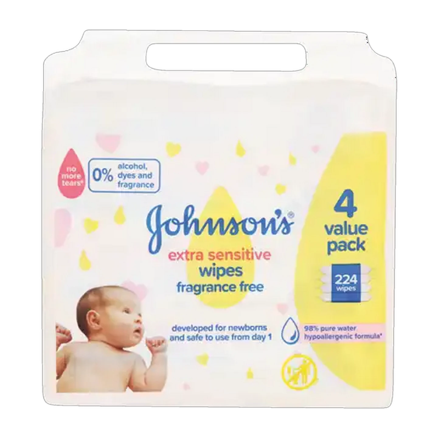 Image of JOHNSON’S Baby Extra Sensitive Fragrance Free Wipes 224 Pack