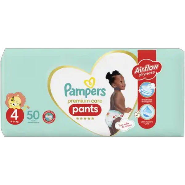 Pampers Premium Care Size 4 Disposable Nappy Pants 50 Pack