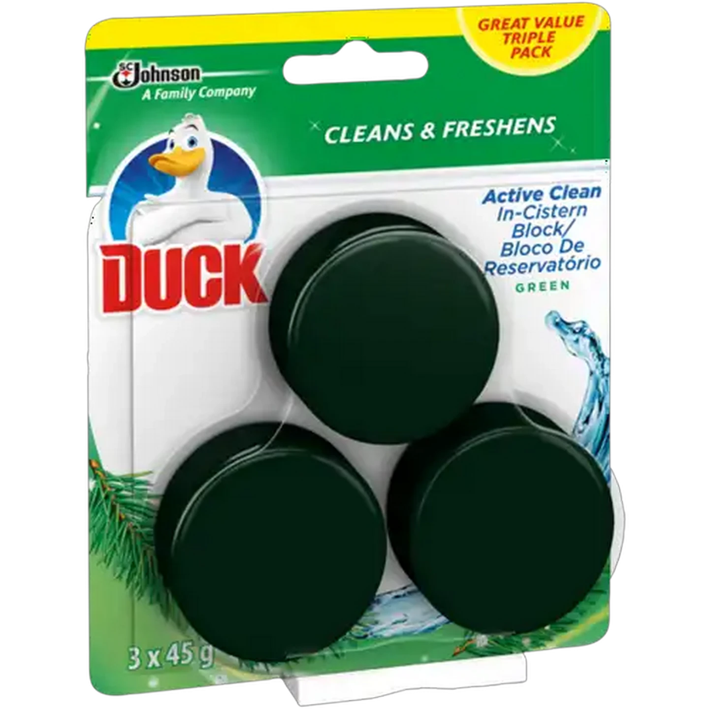 Image of Duck Active Clean Green In-Cistern Block 3 x 45g