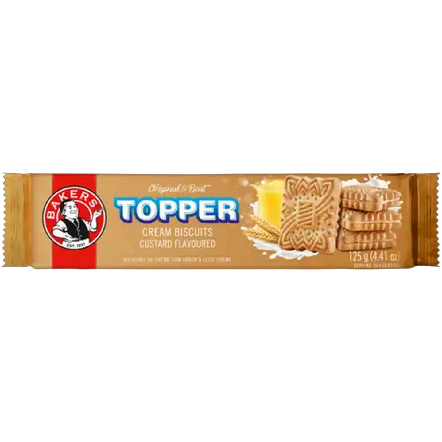 Image of Bakers Topper Custard Flavoured Cream Biscuit 125g