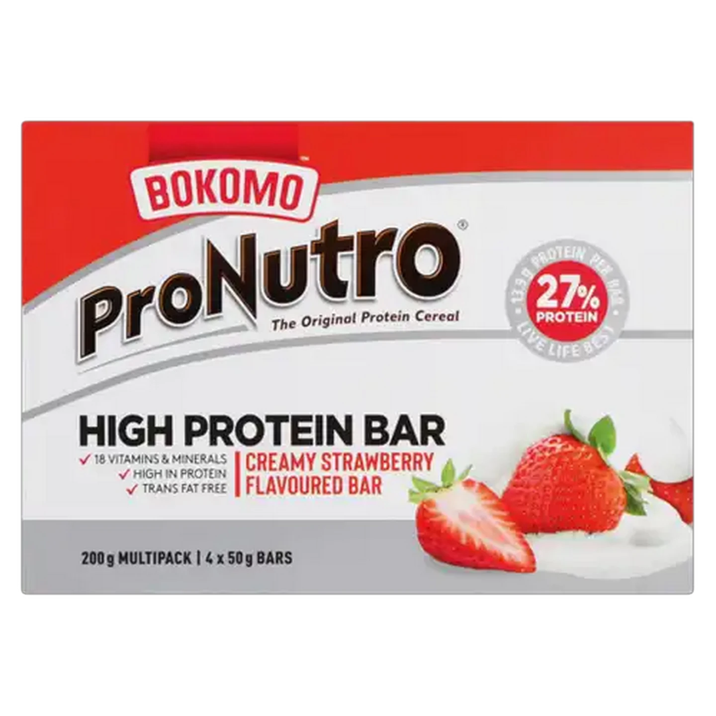 Image of ProNutro Creamy Strawberry Flavoured High Protein Bar Pack 4 x 50g