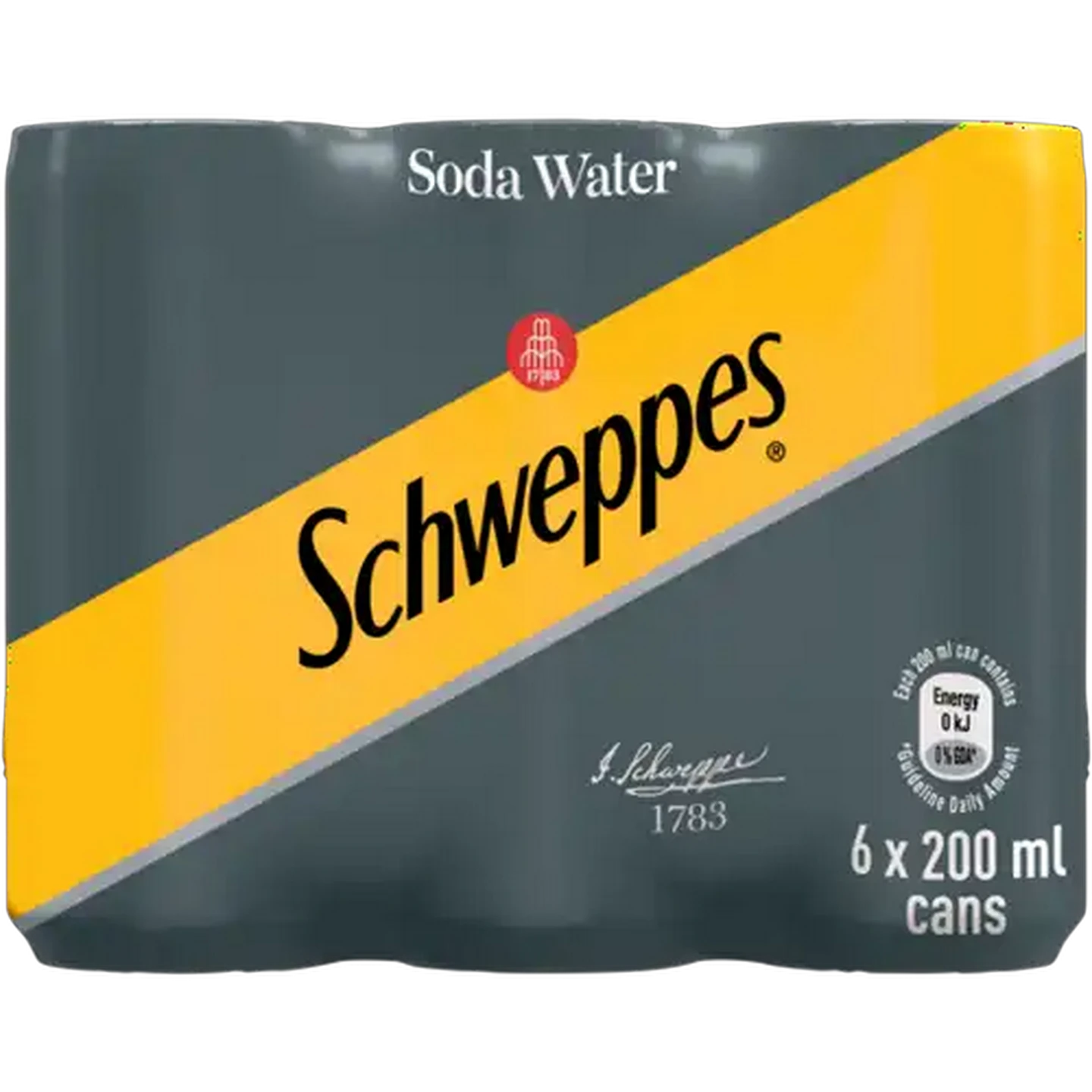 Image of Schweppes Soda Water Soft Drink Cans 6 x 200ml