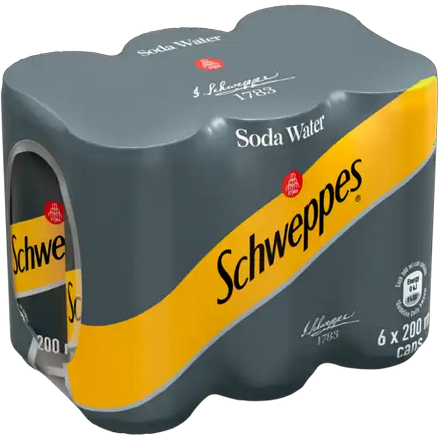 Image of Schweppes Soda Water Soft Drink Cans 6 x 200ml