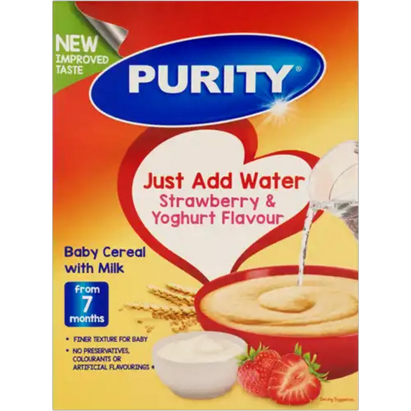 Image of PURITY From 7 Months Strawberry & Yoghurt Flavour Baby Cereal with Milk 200g