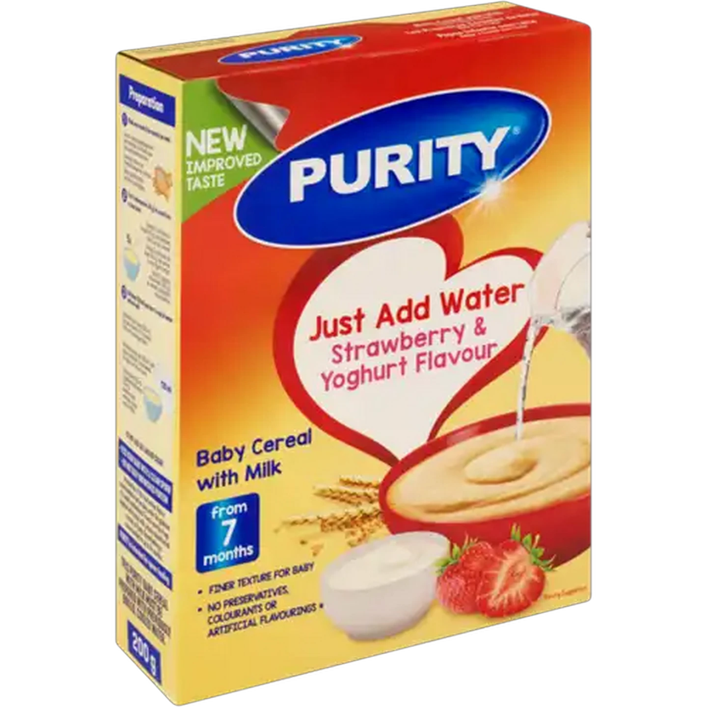 Image of PURITY From 7 Months Strawberry & Yoghurt Flavour Baby Cereal with Milk 200g