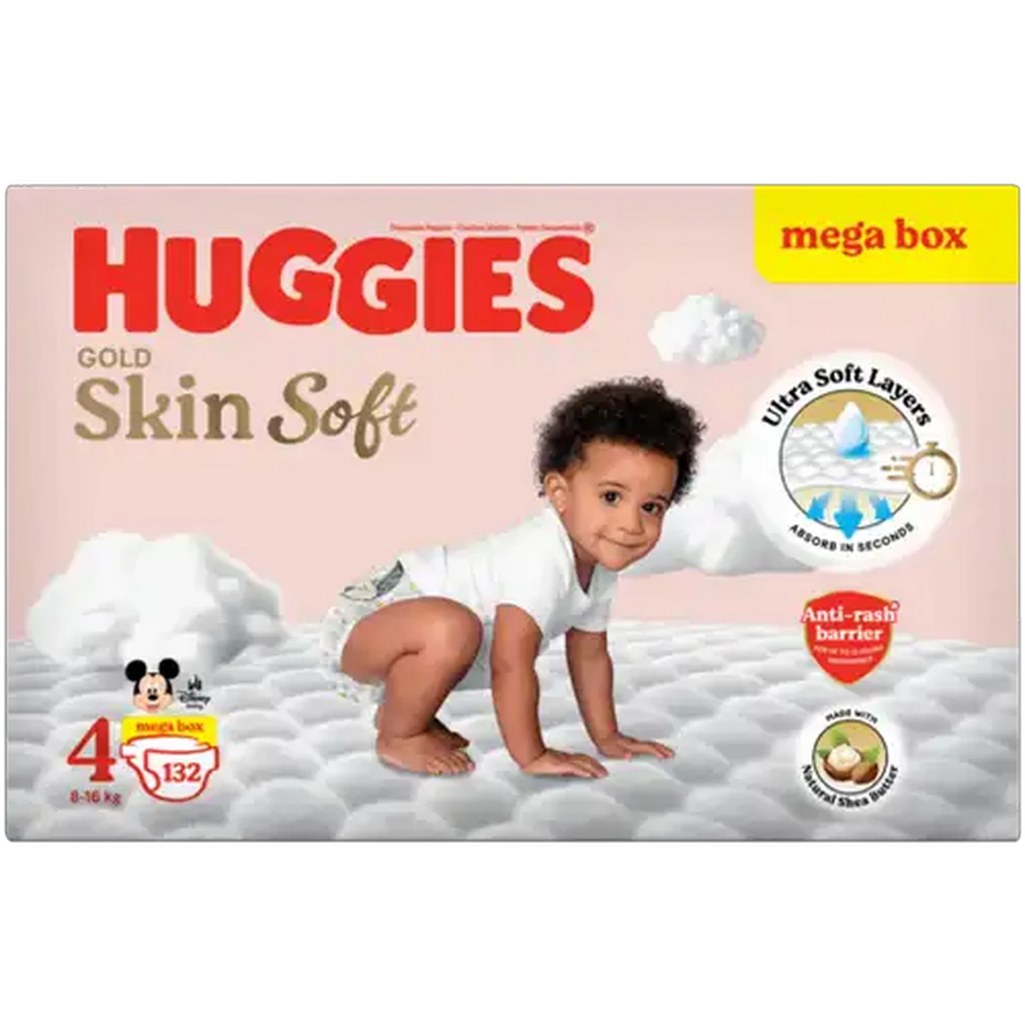 Image of Huggies Gold Skin Soft Size 4 Disposable Nappies 132 Pack