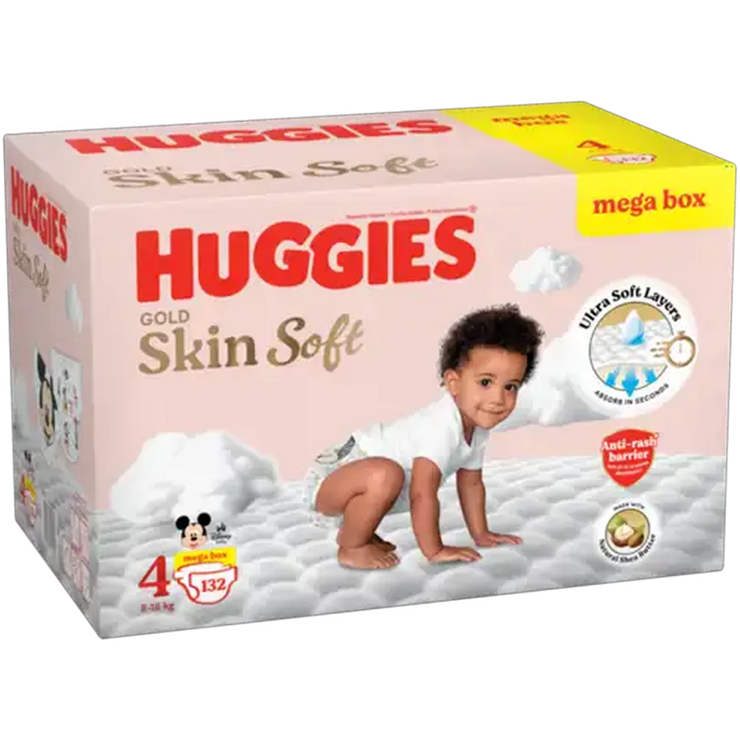 Image of Huggies Gold Skin Soft Size 4 Disposable Nappies 132 Pack