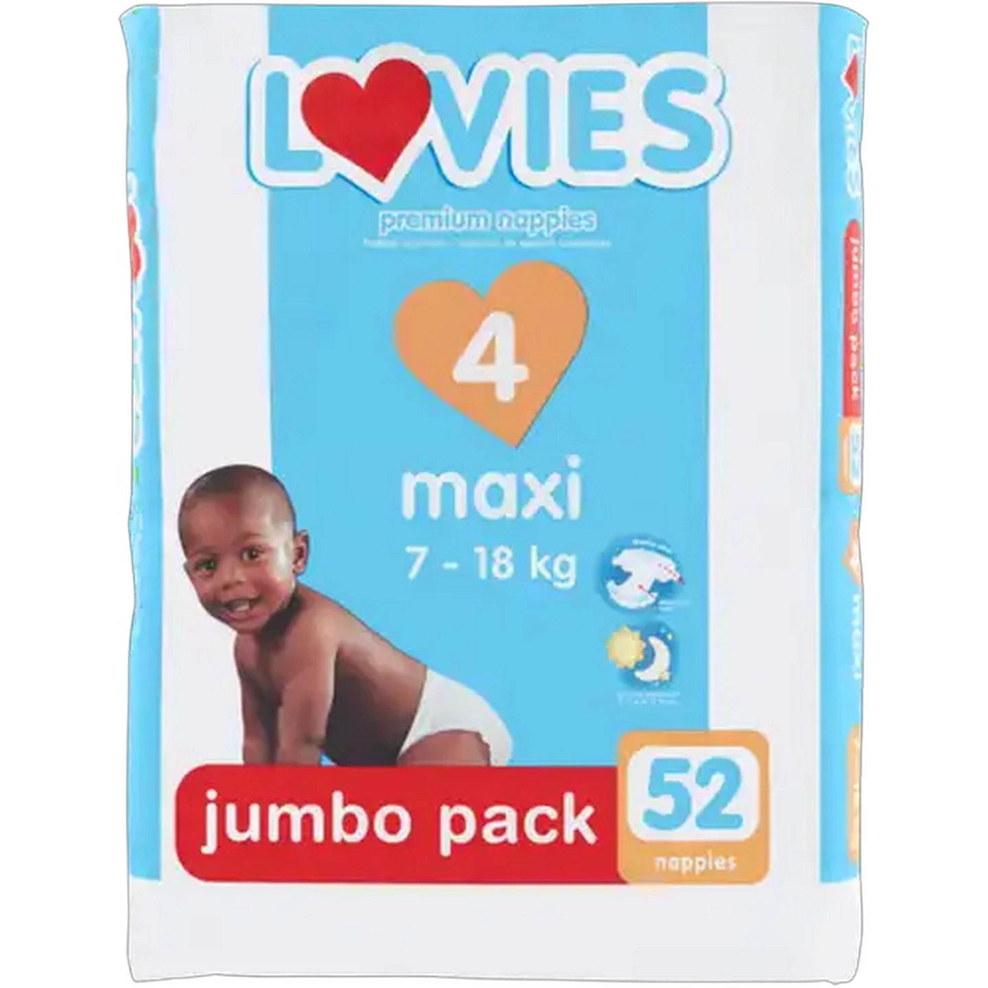 Image of Lovies Maxi Size 4 7-18kg Premium Nappies Jumbo Pack 52-Pack