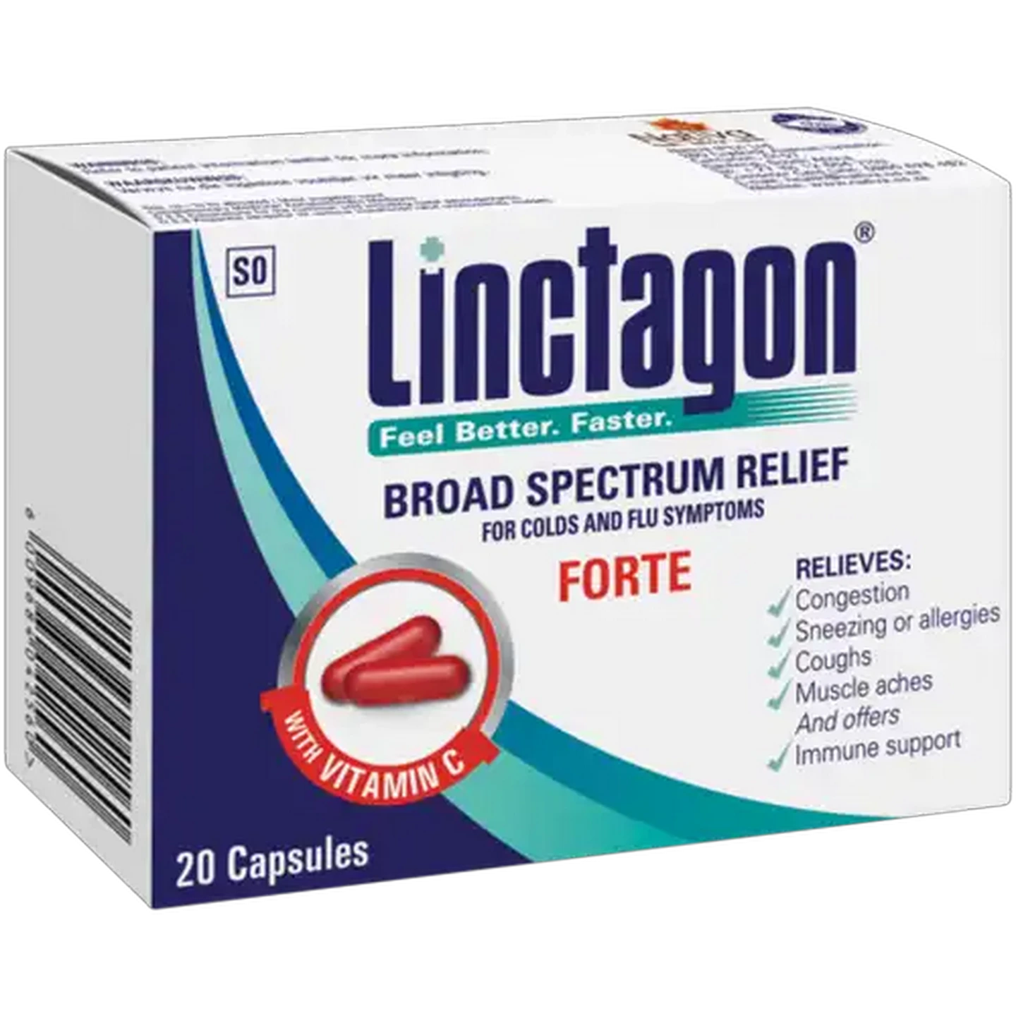 Image of Linctagon Forte Cold & Flu Capsules 20 Pack
