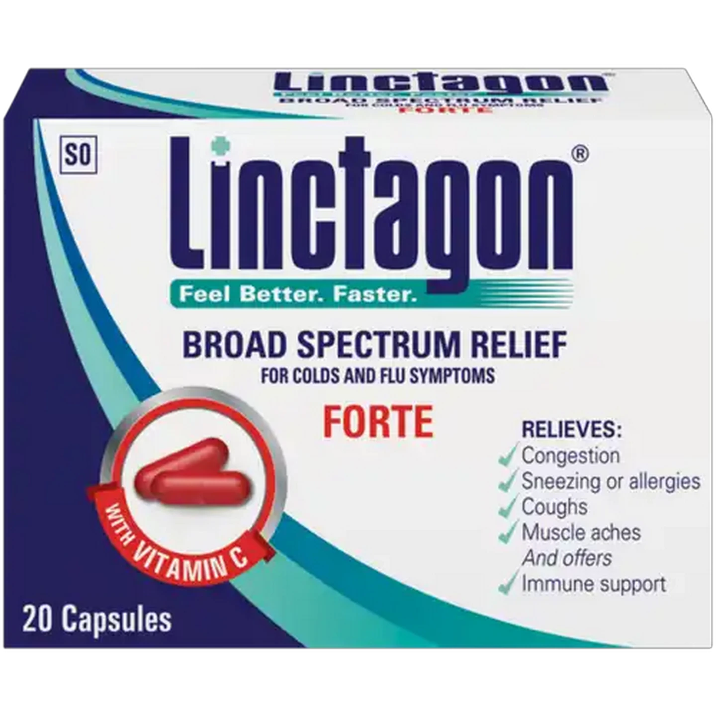 Image of Linctagon Forte Cold & Flu Capsules 20 Pack