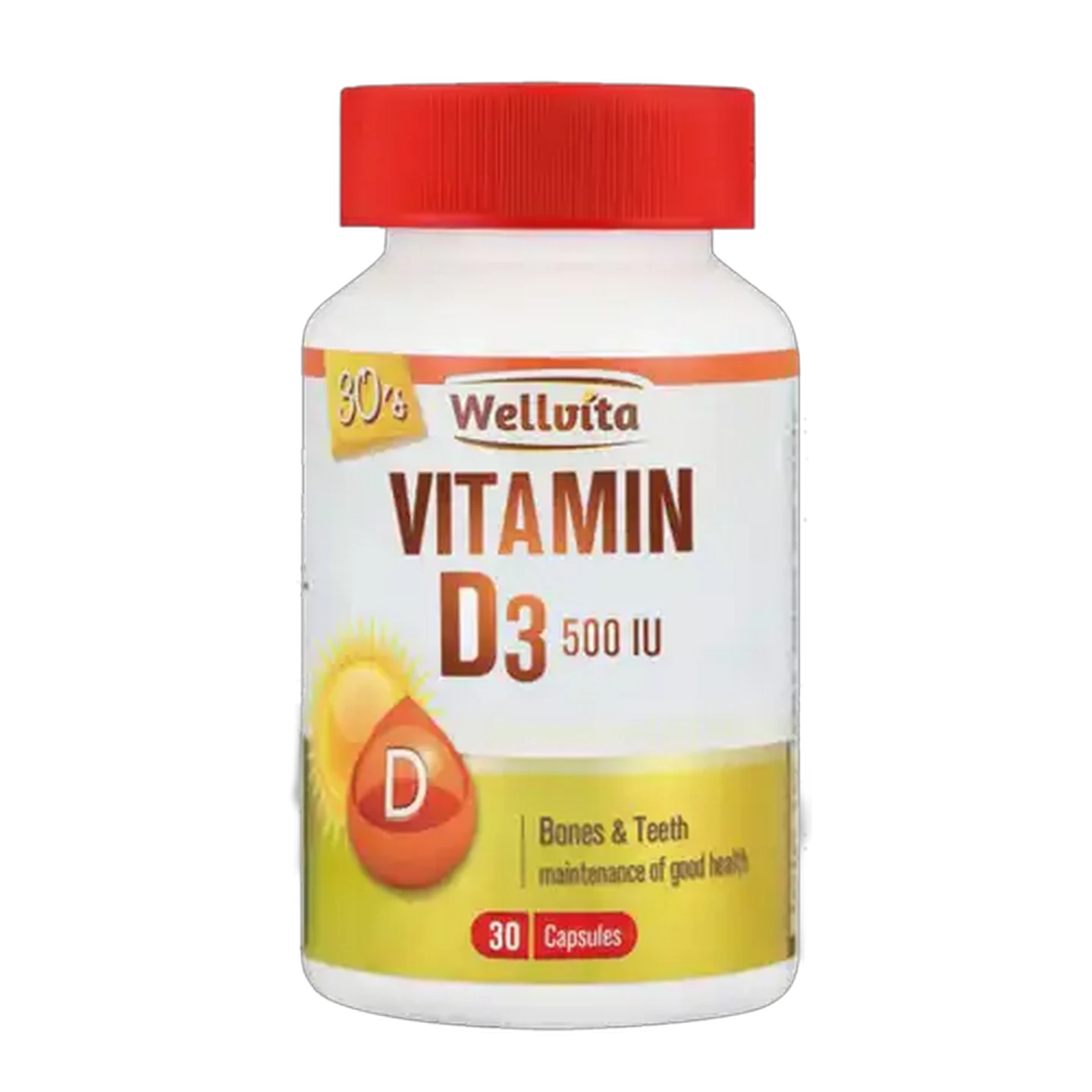 Image of Wellvita Vitamin D3 500IU Capsules 30 Pack
