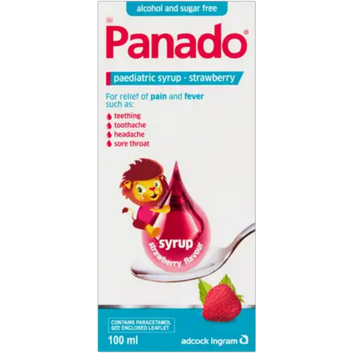 Image of Panado Alcohol Free Strawberry Flavour Paediatric Syrup 100ml