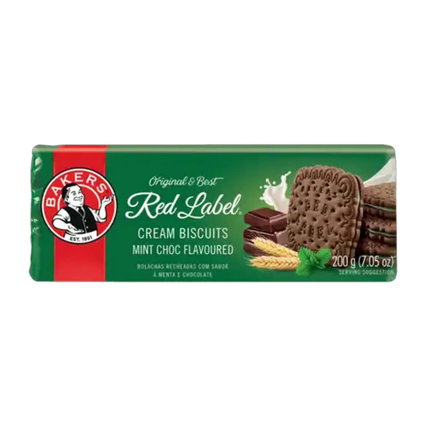 Image of Bakers Red Label Mint Chocolate Flavoured Cream Biscuits 200g