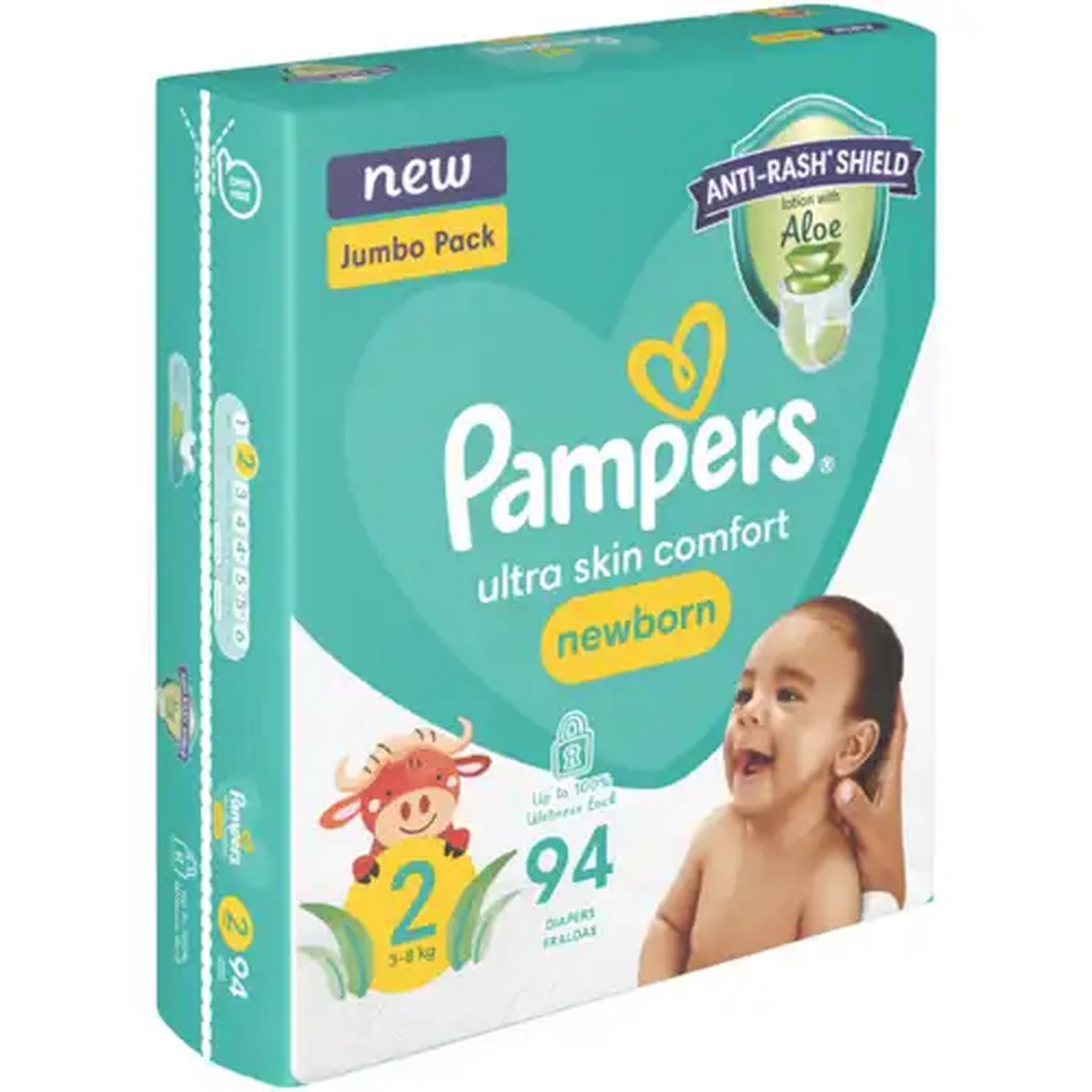 Image of Pampers Size 2 3-8kg Newborn Disposable Nappies 94 Pack