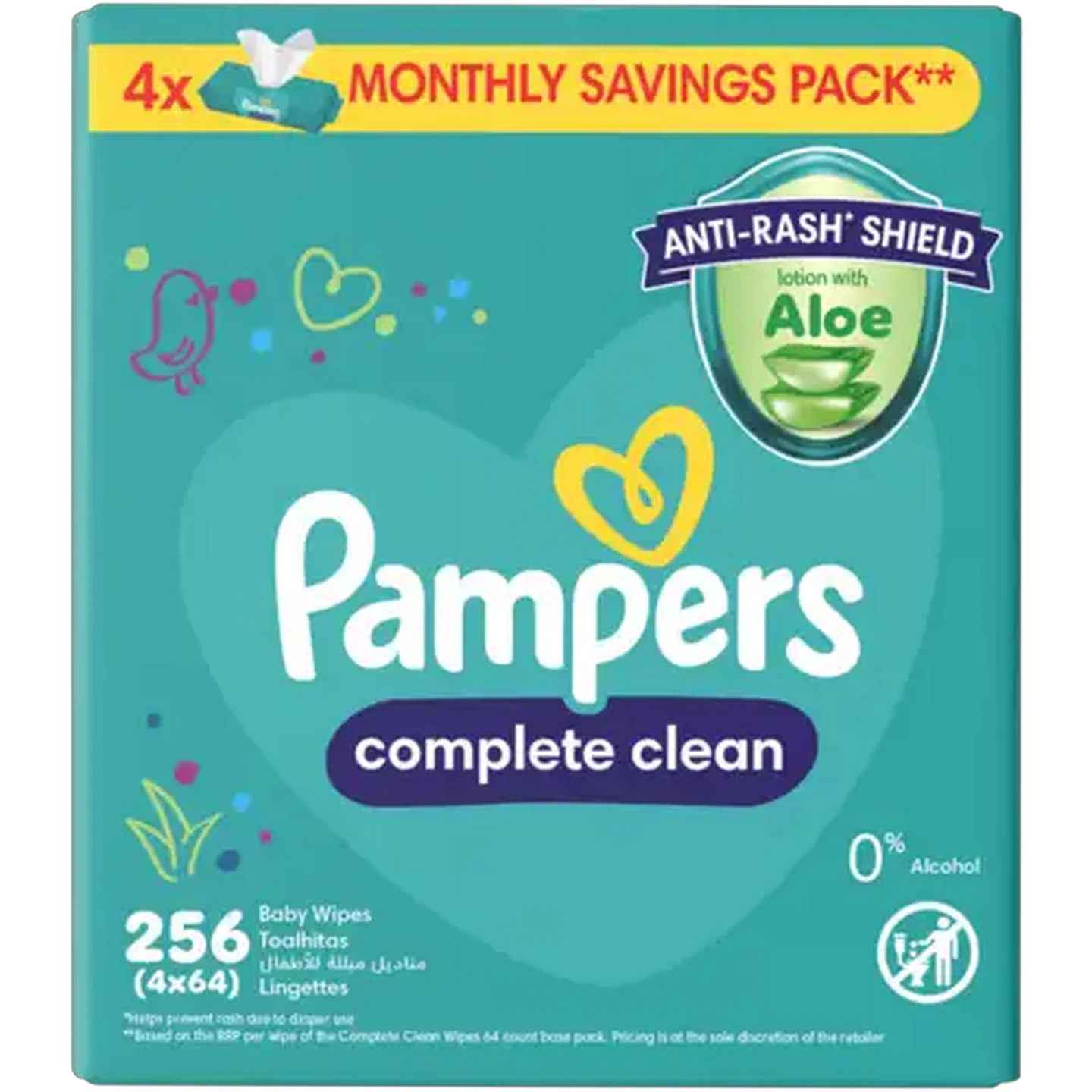 Image of Pampers Complete Clean Baby Wipes 4 x 64 Pack