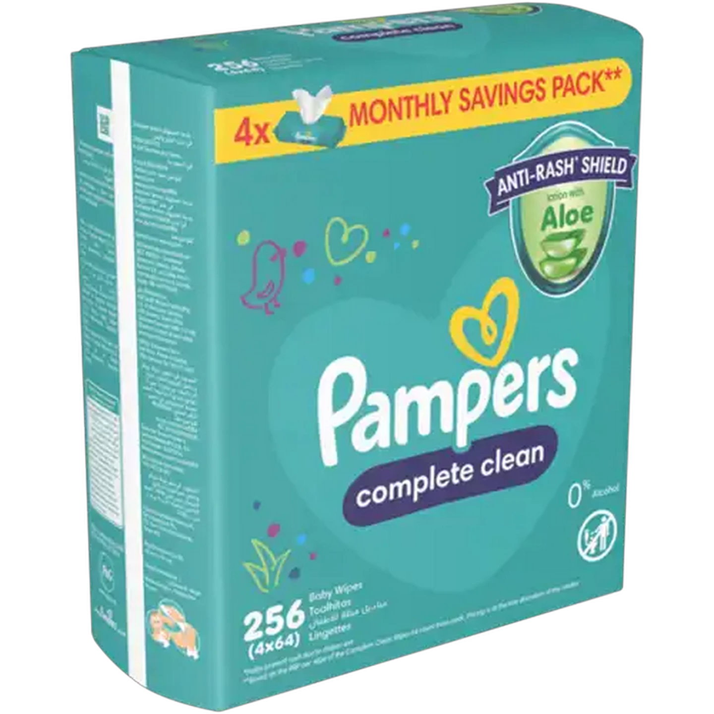 Image of Pampers Complete Clean Baby Wipes 4 x 64 Pack