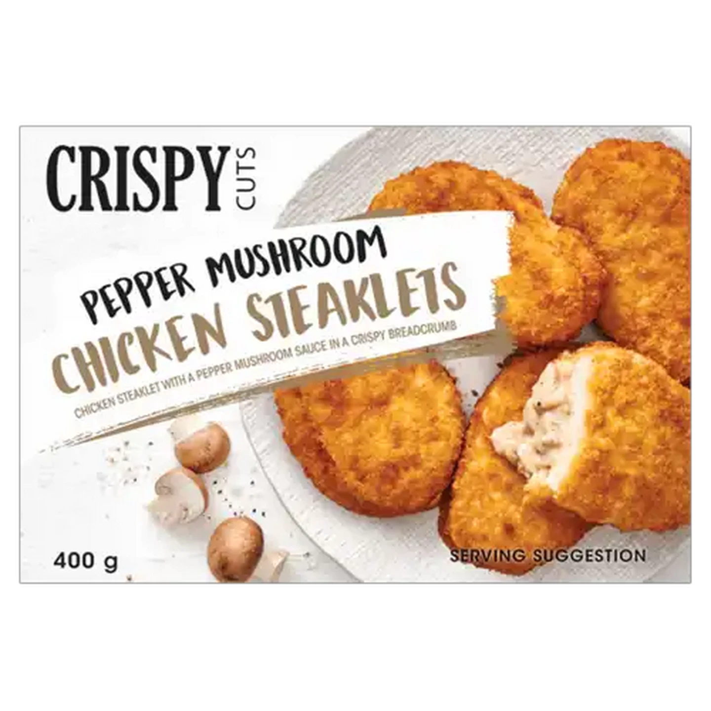 Image of Crispy Cuts Frozen Pepper Mushroom Chicken Steaklets 400g