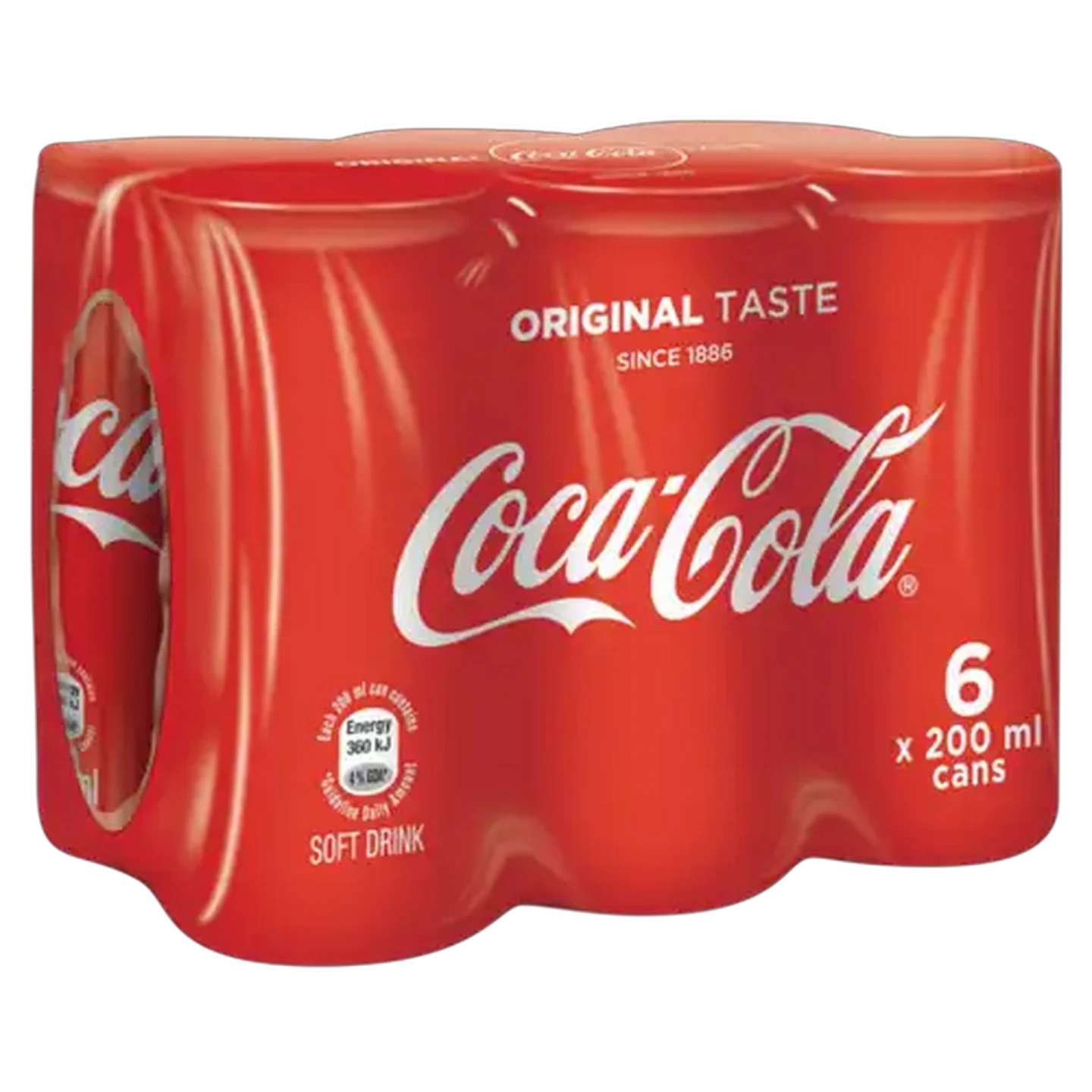 Image of Coca-Cola Original Soft Drink Cans 6 x 200ml