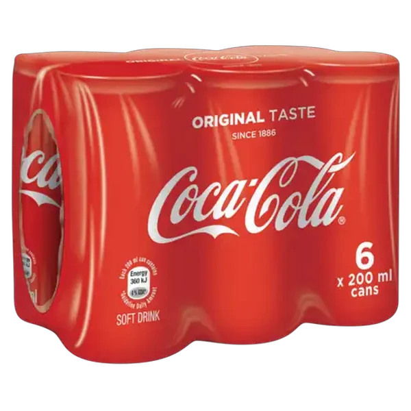 Coca-Cola Original Soft Drink Cans 6 x 200ml