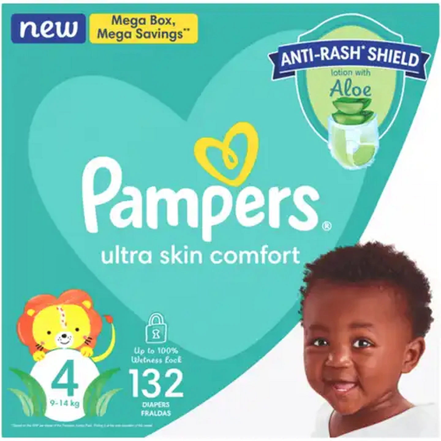 Image of Pampers Size 4 9-14kg Disposable Nappies 132 Pack