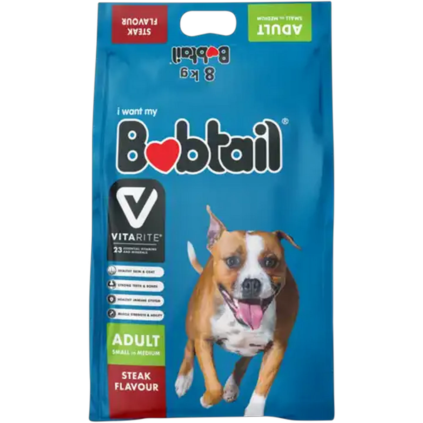 Image of Bobtail Steak Flavour Small-Medium Adult Dry Dog Food 8kg