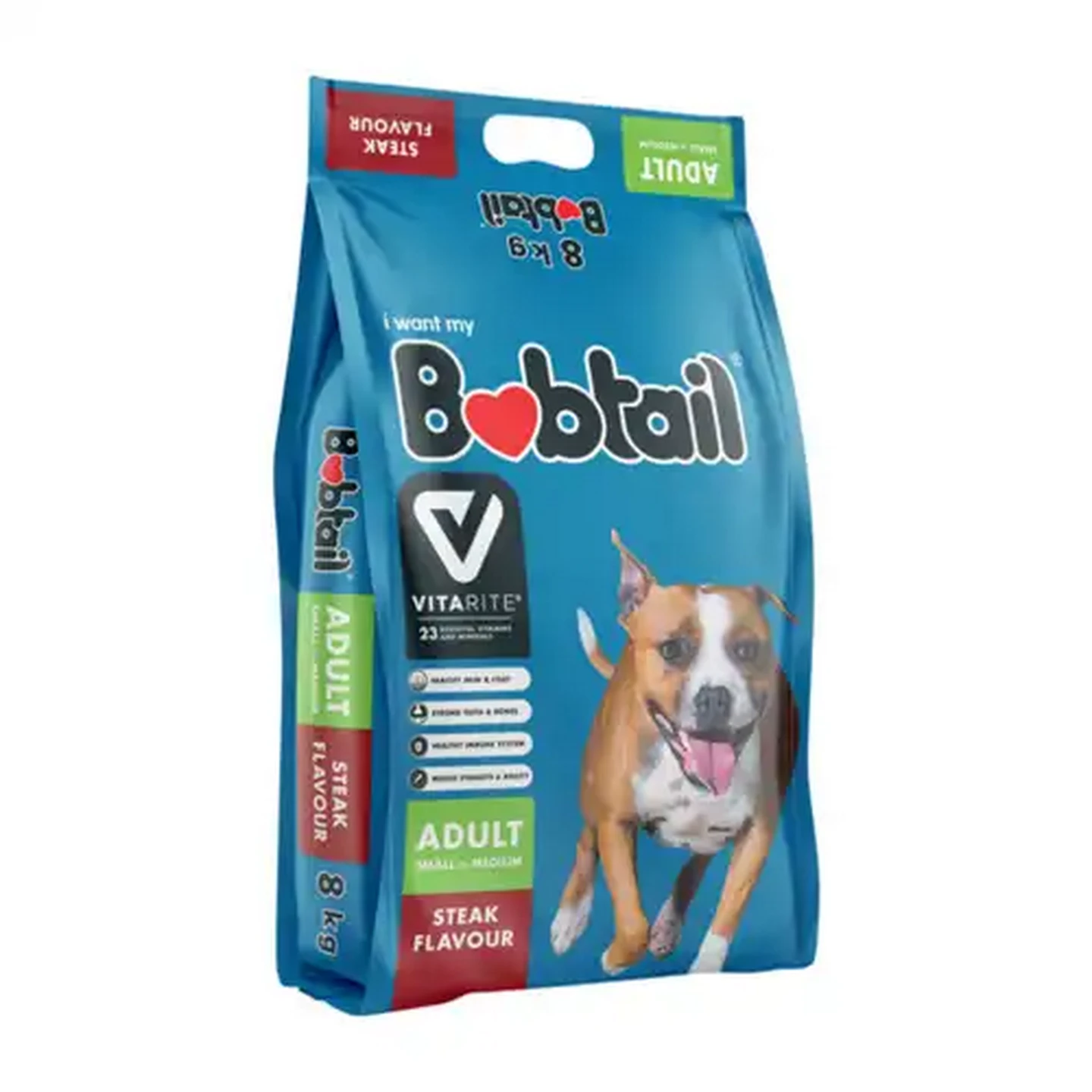 Image of Bobtail Steak Flavour Small-Medium Adult Dry Dog Food 8kg
