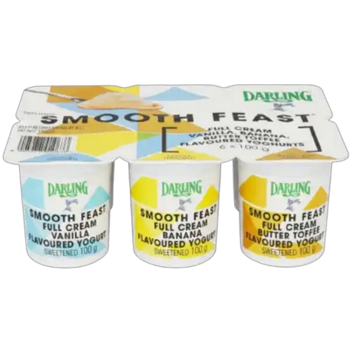 Image of Darling Smooth Feast Vanilla, Banana & Butter Toffee Flavoured Full Cream Yoghurt 6 x 100g