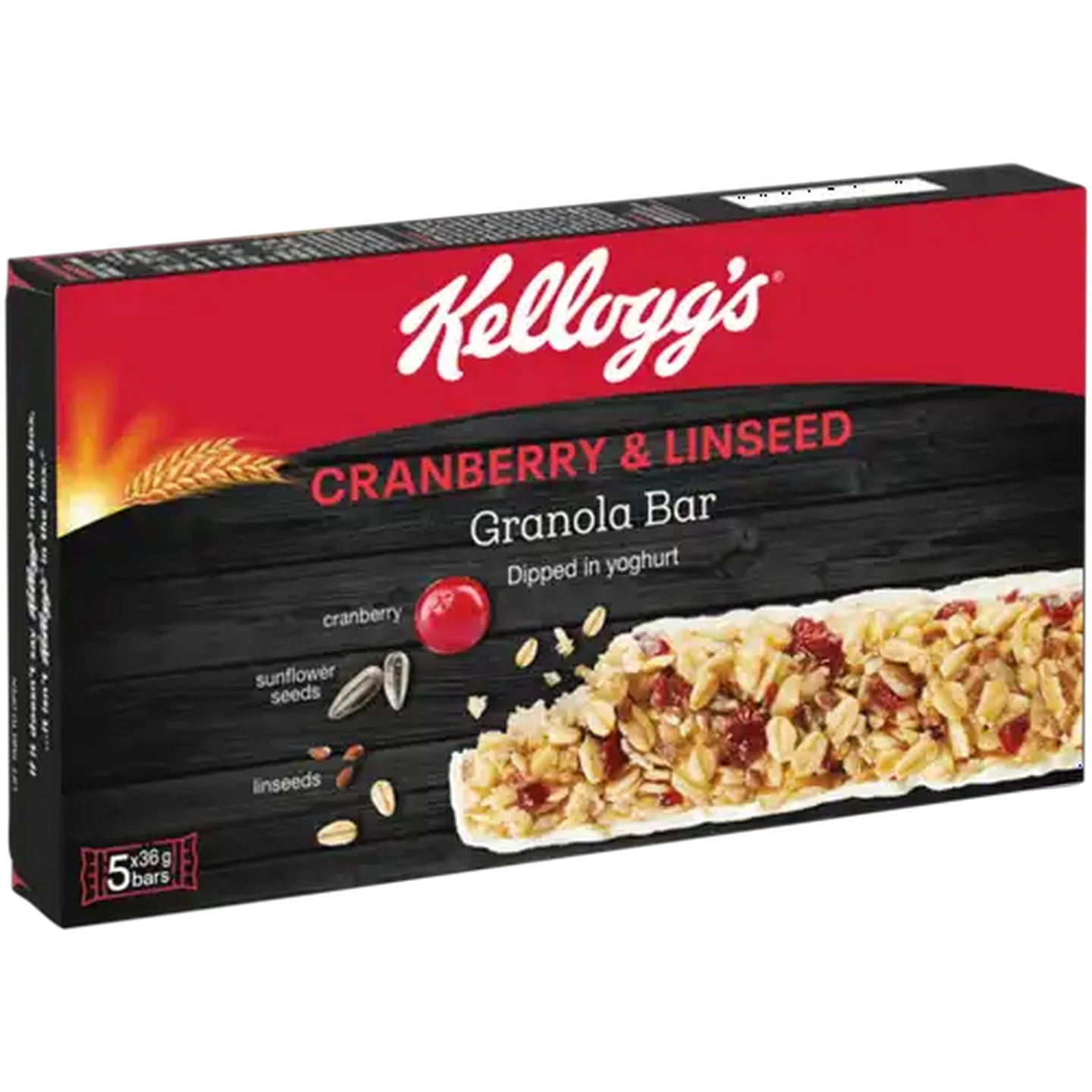Image of Kellogg's Cranberry & Linseed Granola Bar 5 x 36g