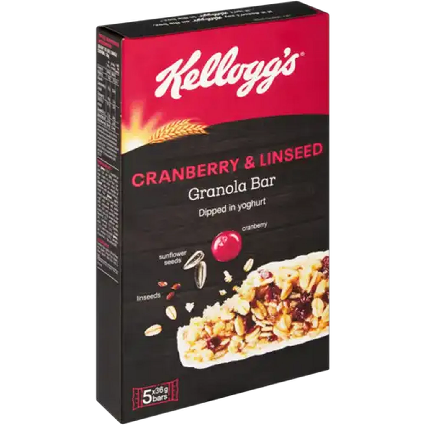 Image of Kellogg's Cranberry & Linseed Granola Bar 5 x 36g