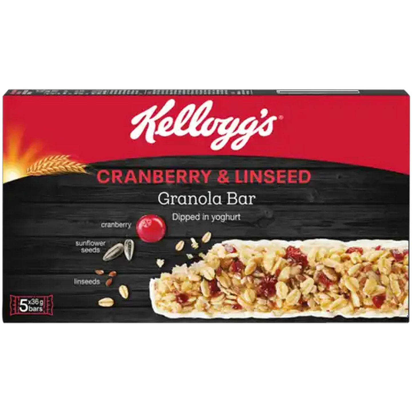 Image of Kellogg's Cranberry & Linseed Granola Bar 5 x 36g