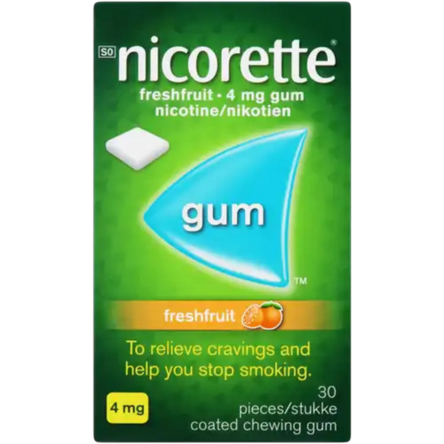 Image of Nicorette Gum 4mg Fresh Fruit 30 Pack