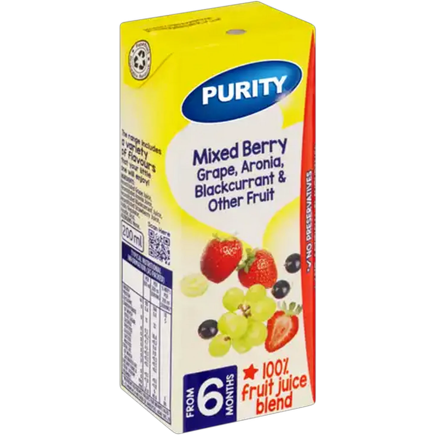 Image of PURITY From 6 Months Mixed Berry 100% Fruit Juice Blend 200ml