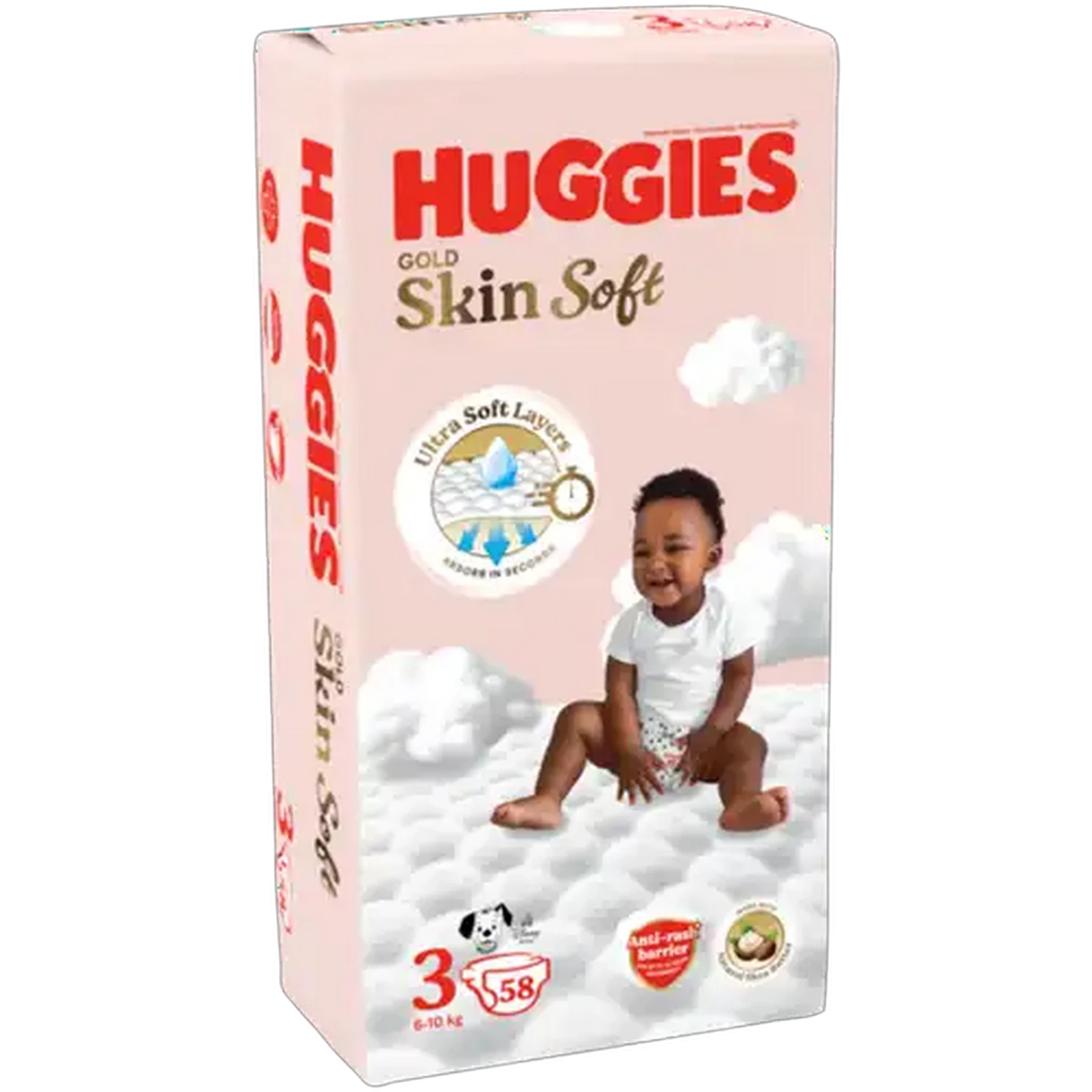 Image of Huggies Gold Skin Soft Size 3 Disposable Nappies 58 Pack